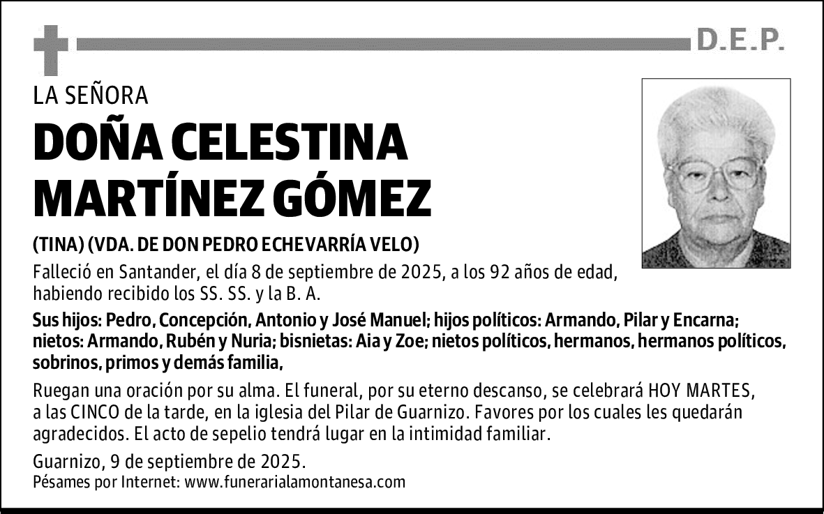 DOÑA CELESTINA MARTÍNEZ GÓMEZ
