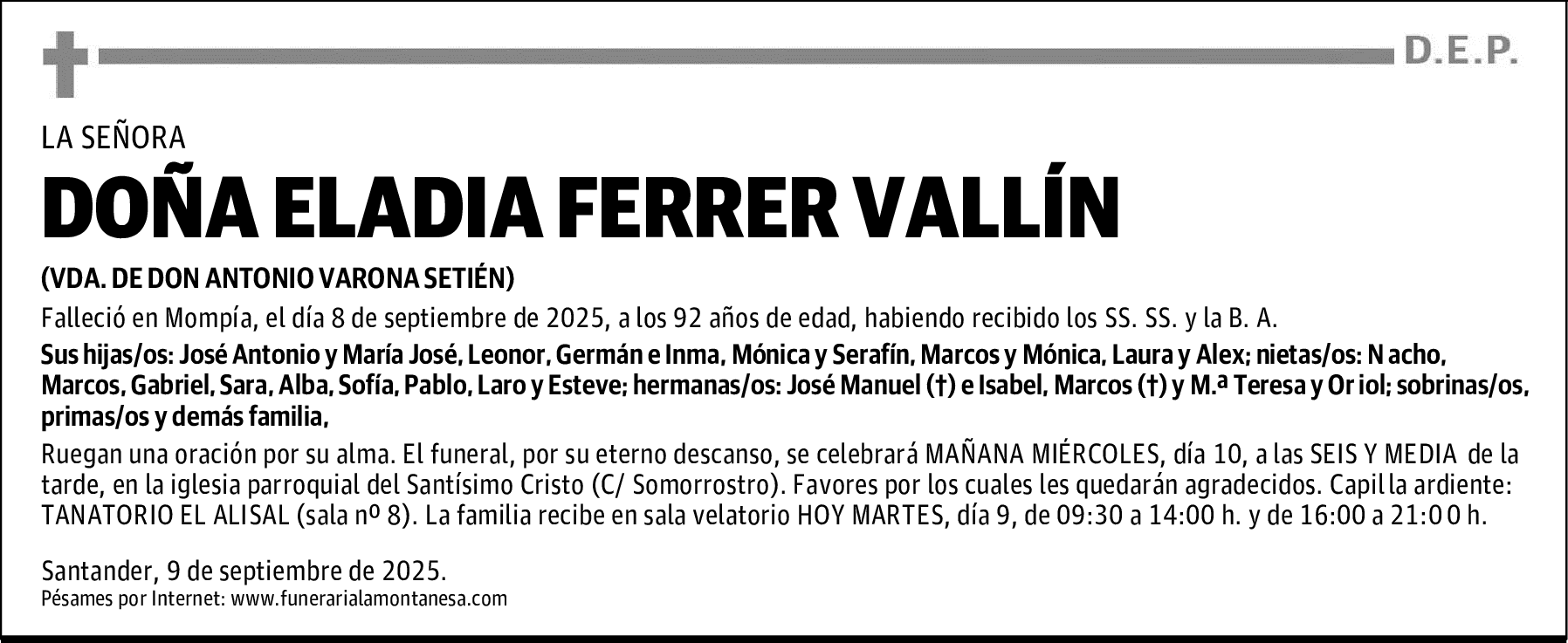 DOÑA ELADIA FERRER VALLÍN