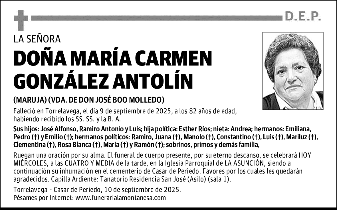 DOÑA MARÍA CARMEN GONZÁLEZ ANTOLÍN