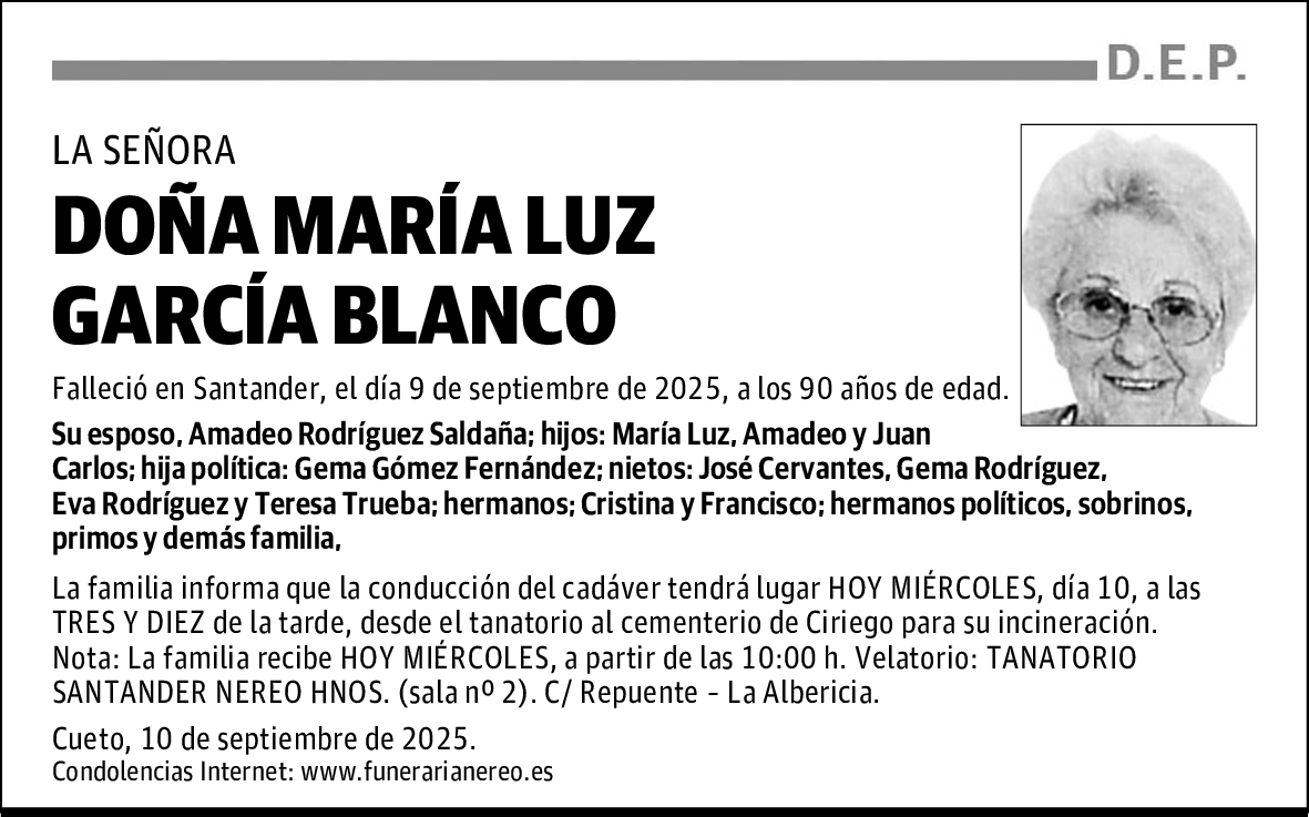 DOÑA MARÍA LUZ GARCÍA BLANCO