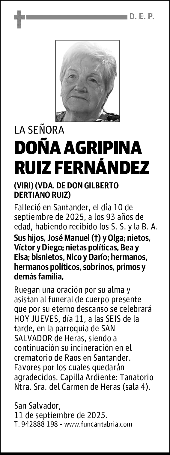 DOÑA AGRIPINA RUIZ FERNÁNDEZ