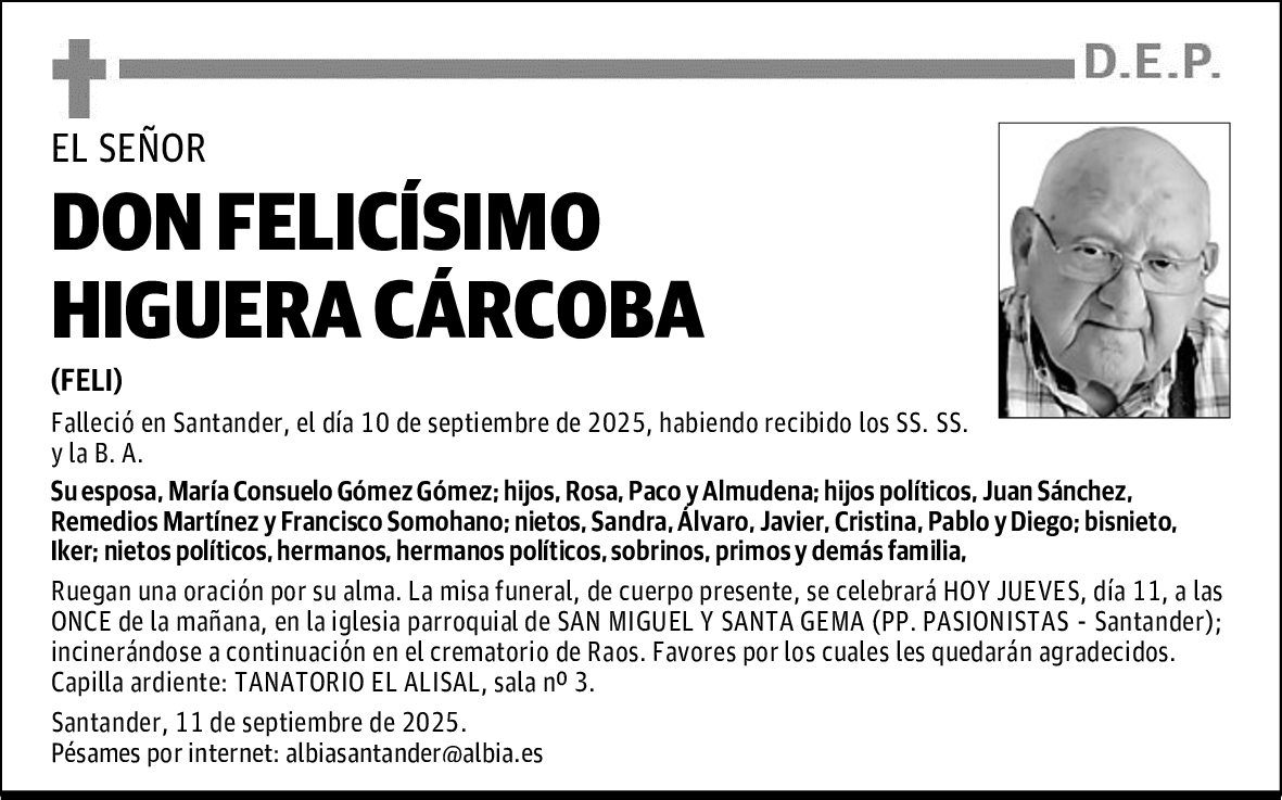 DON FELICÍSIMO HIGUERA CÁRCOBA