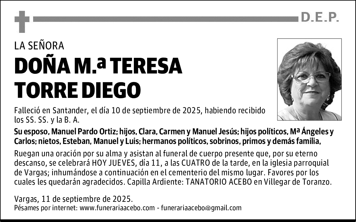 DOÑA M.ª TERESA TORRE DIEGO
