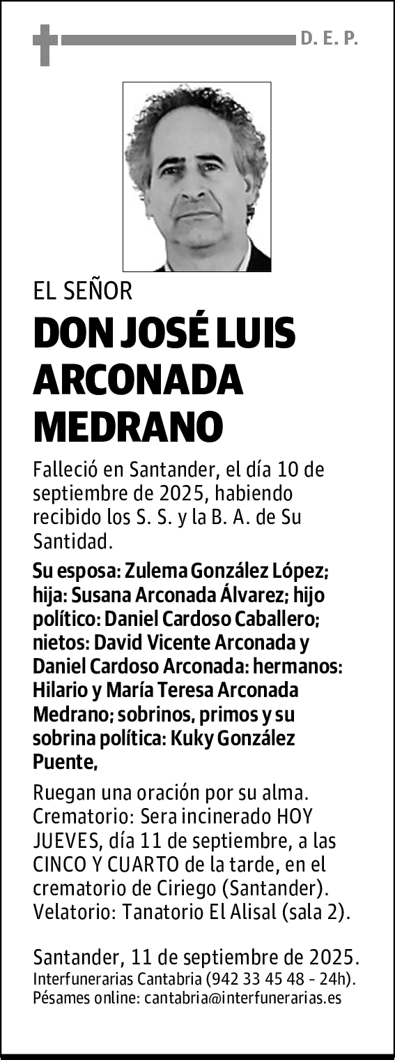 DON JOSÉ LUIS ARCONADA MEDRANO