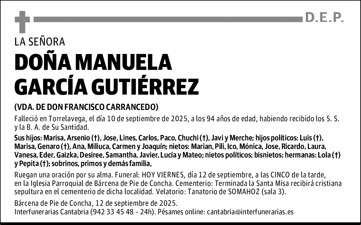 DOÑA MANUELA GARCÍA GUTIÉRREZ