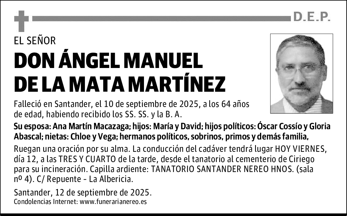 DON ÁNGEL MANUEL DE LA MATA MARTÍNEZ