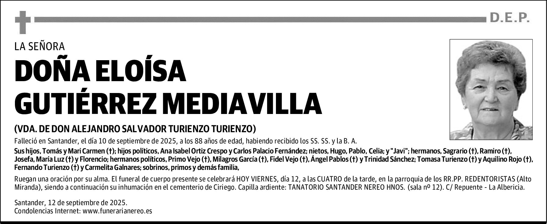 DOÑA ELOÍSA GUTIÉRREZ MEDIAVILLA