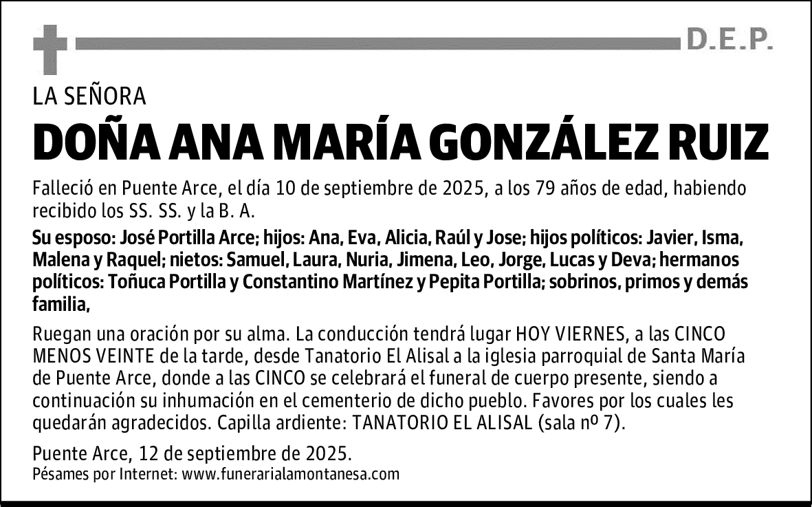DOÑA ANA MARÍA GONZÁLEZ RUIZ