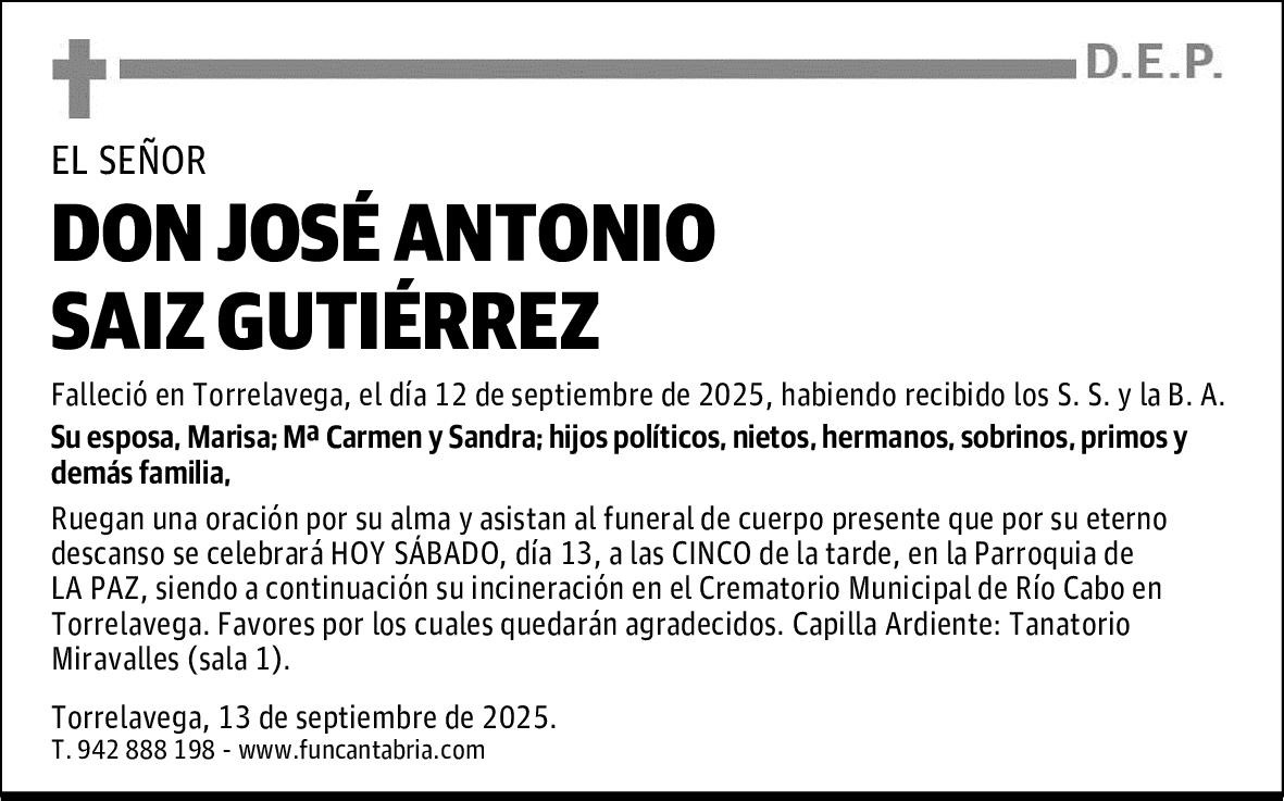 DON JOSÉ ANTONIO SAIZ GUTIÉRREZ