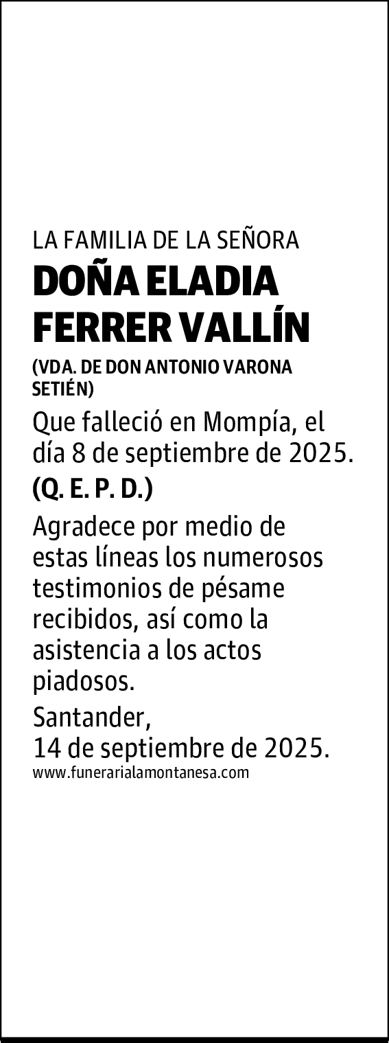 DOÑA ELADIA FERRER VALLÍN