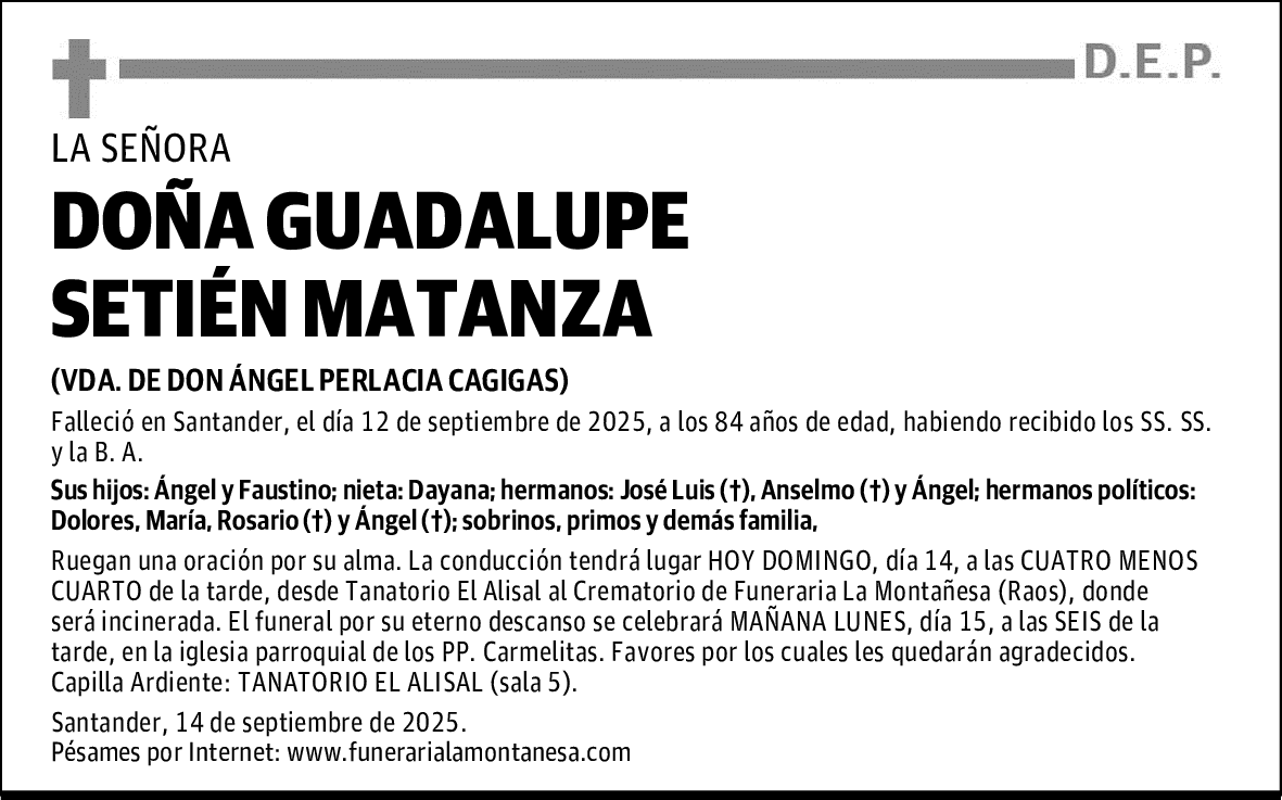DOÑA GUADALUPE SETIÉN MATANZA