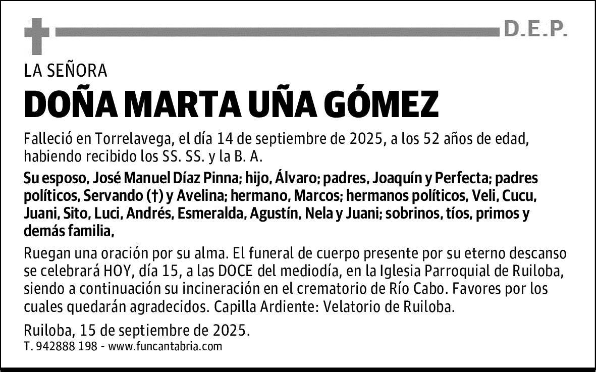 DOÑA MARTA UÑA GÓMEZ