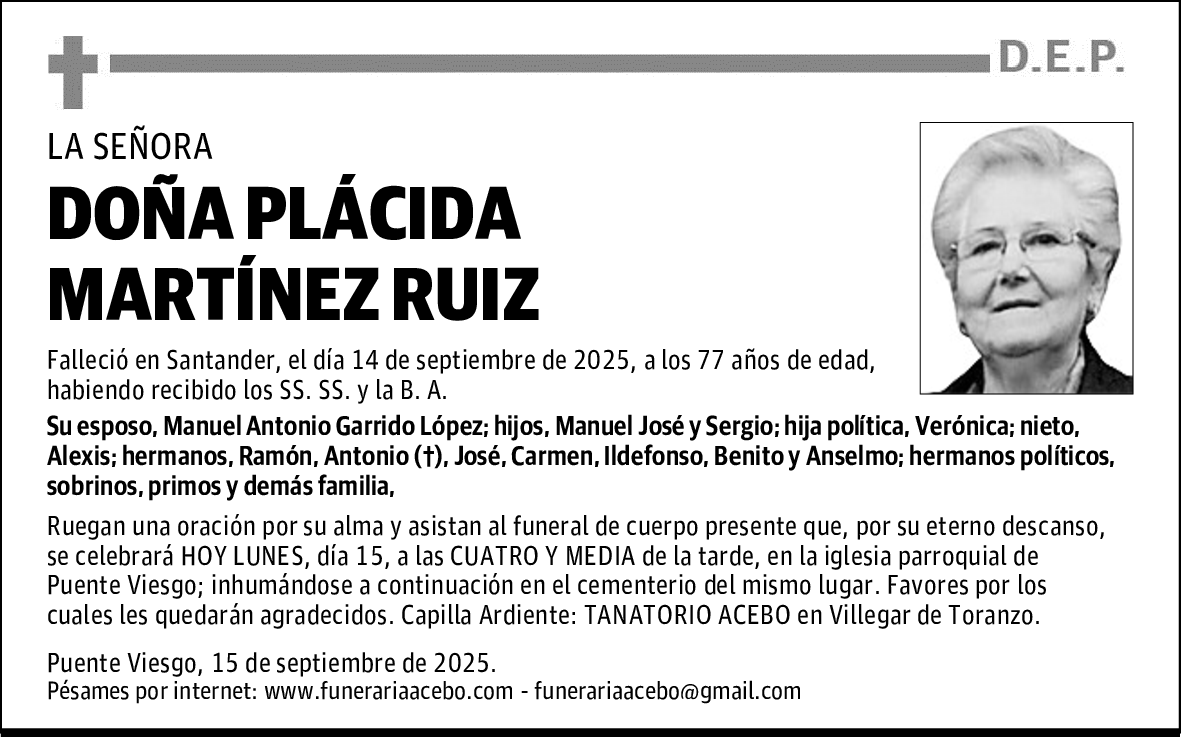 DOÑA PLÁCIDA MARTÍNEZ RUIZ