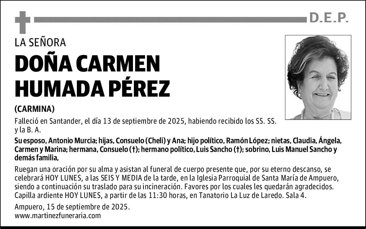 DOÑA CARMEN HUMADA PÉREZ