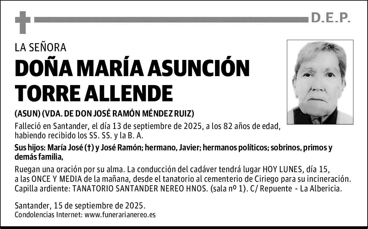 DOÑA MARÍA ASUNCIÓN TORRE ALLENDE
