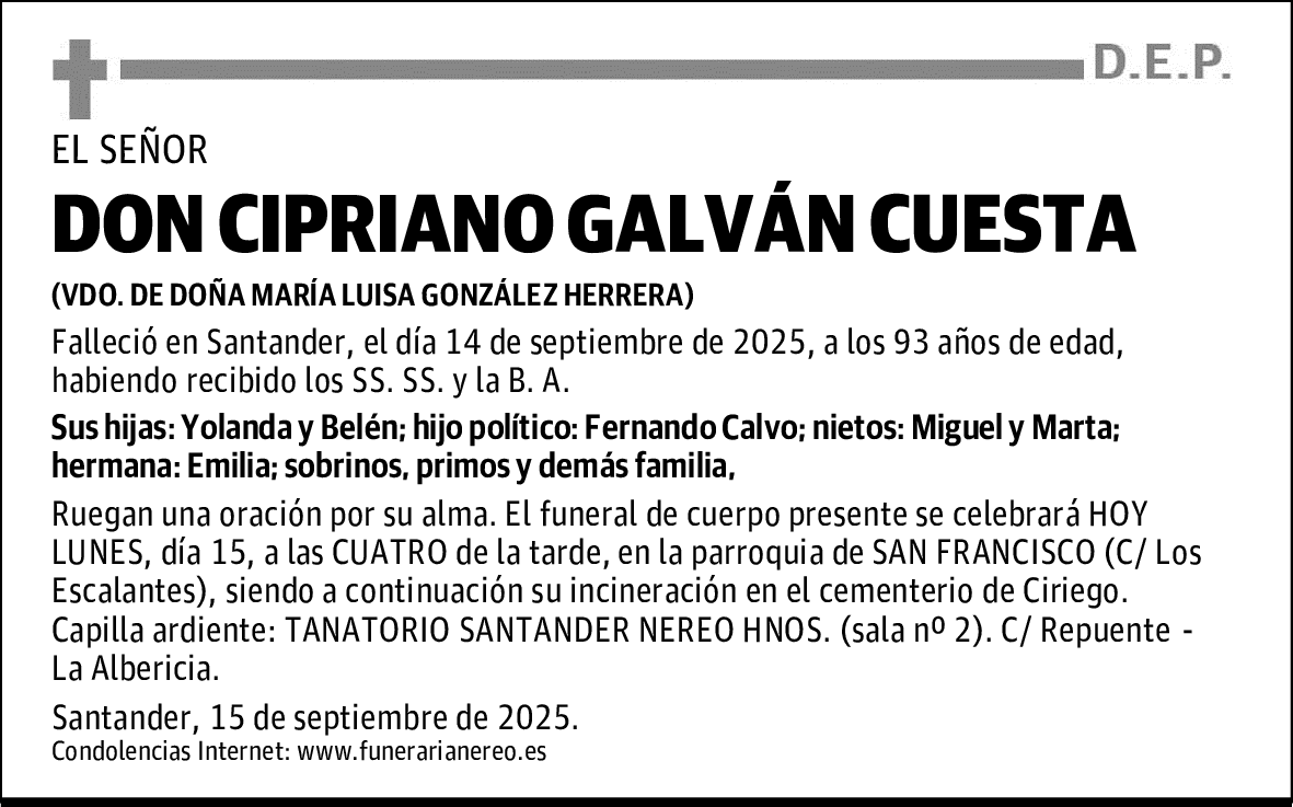 DON CIPRIANO GALVÁN CUESTA