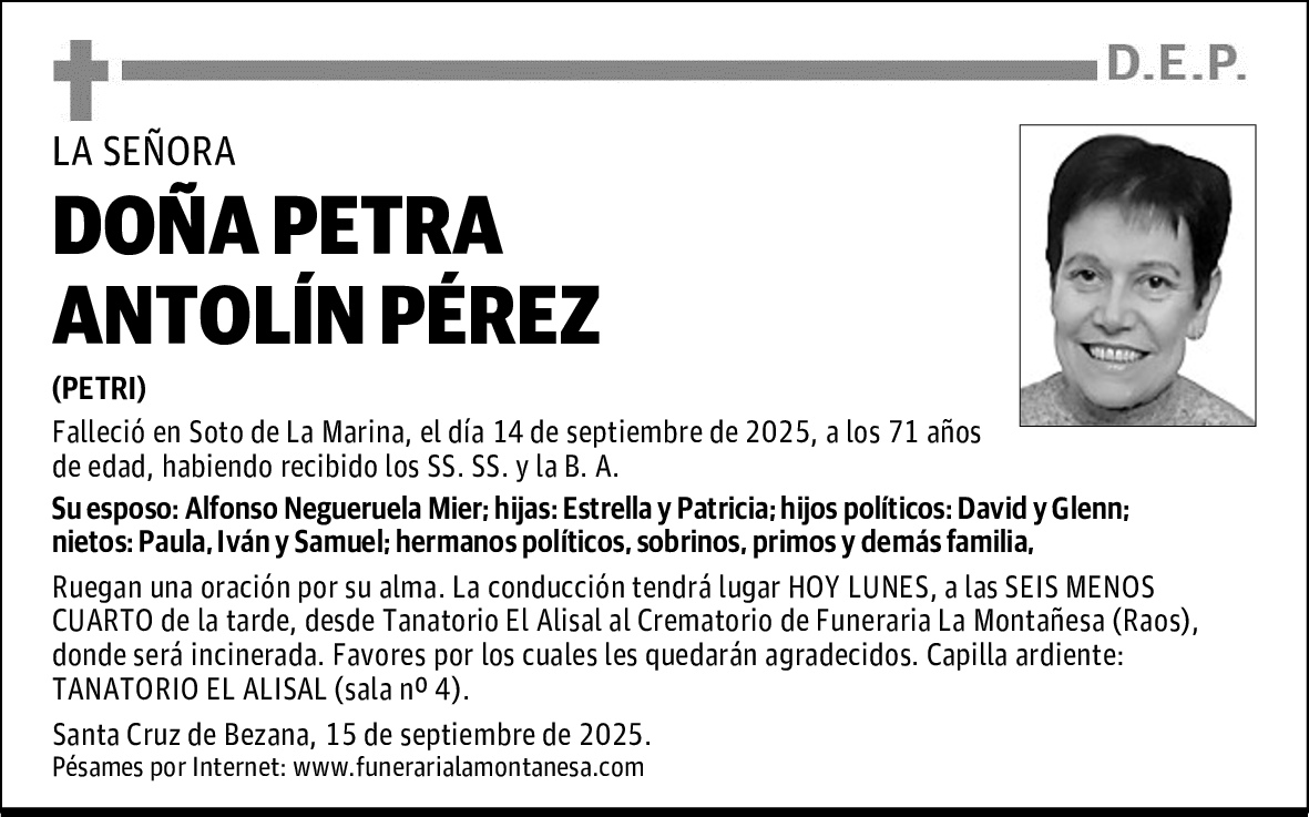 DOÑA PETRA ANTOLÍN PÉREZ