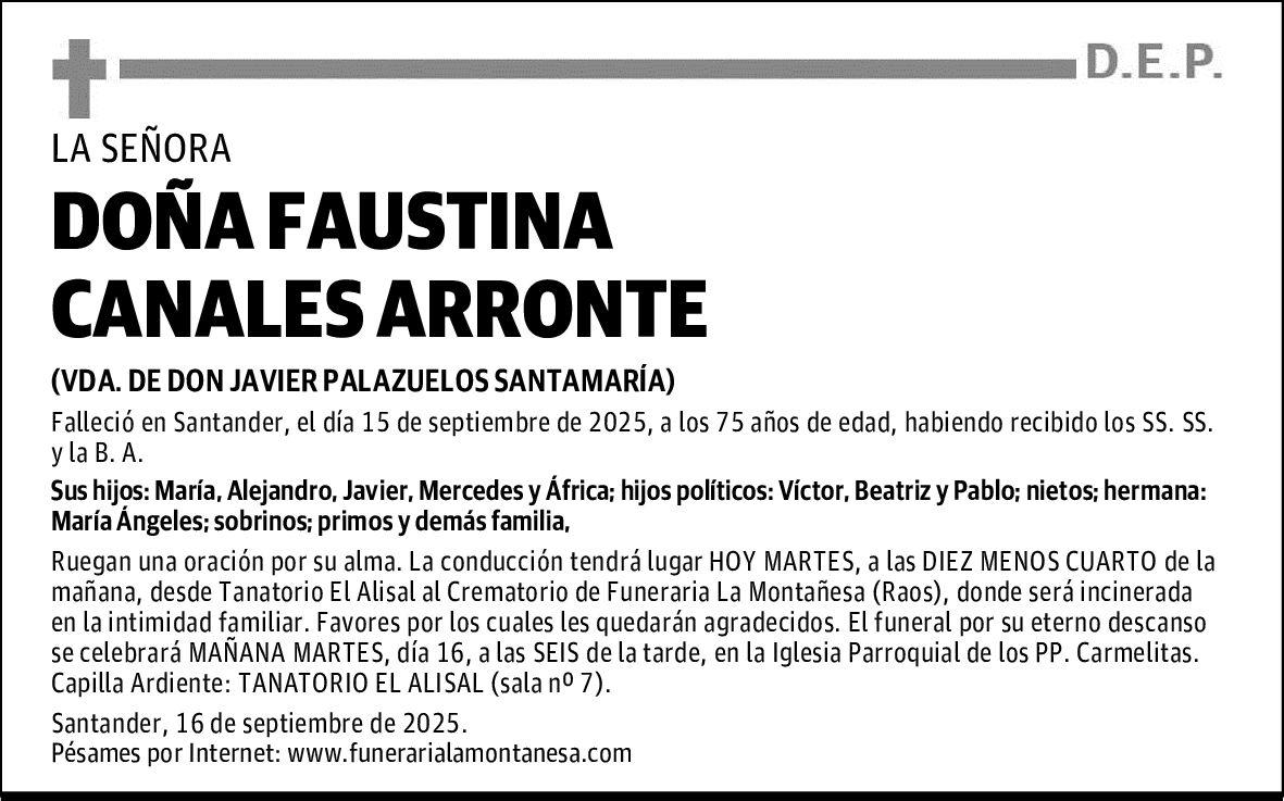 DOÑA FAUSTINA CANALES ARRONTE
