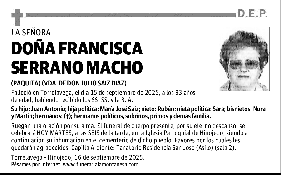 DOÑA FRANCISCA SERRANO MACHO