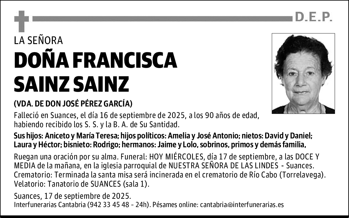 DOÑA FRANCISCA SAINZ SAINZ