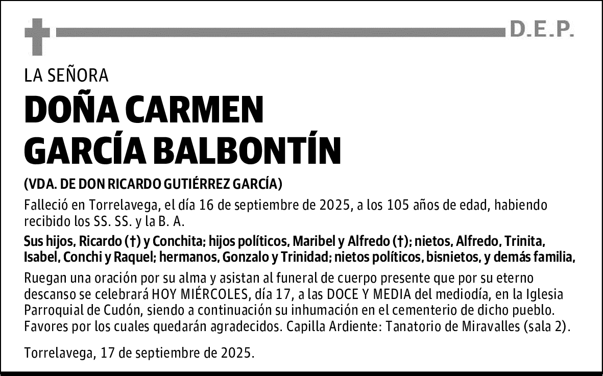 DOÑA CARMEN GARCÍA BALBONTÍN