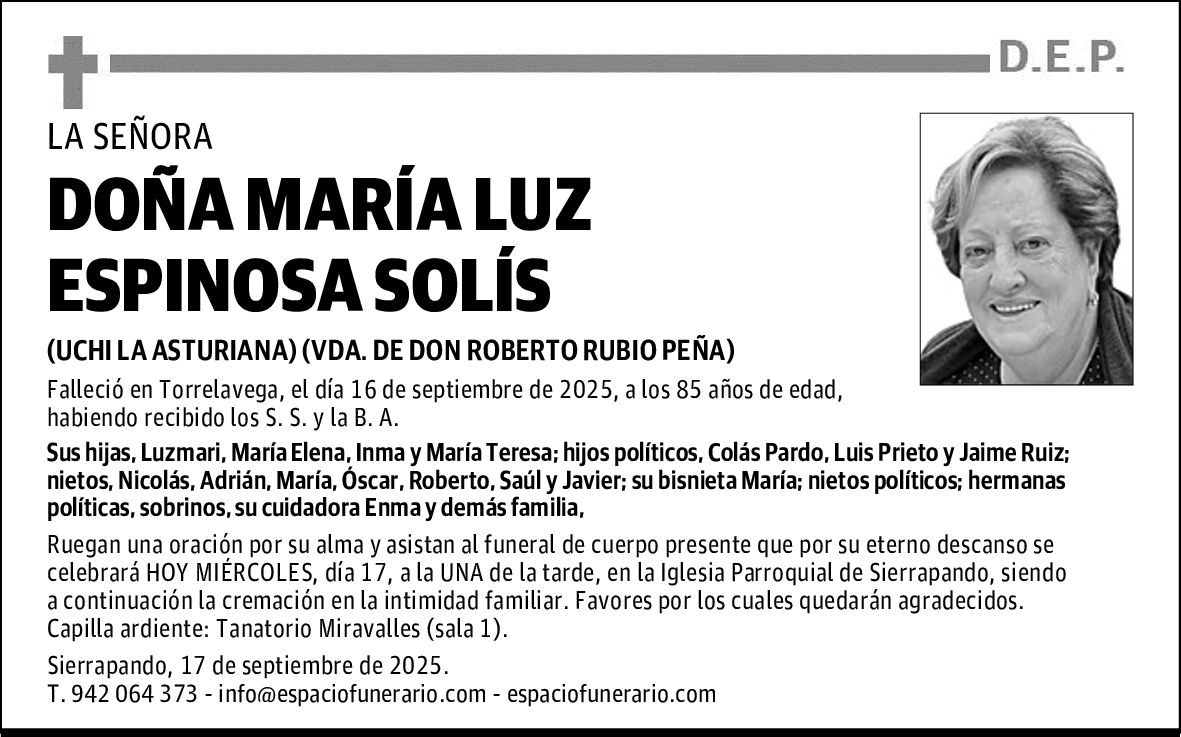 DOÑA MARÍA LUZ ESPINOSA SOLÍS