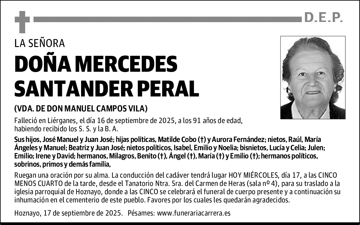 DOÑA MERCEDES SANTANDER PERAL