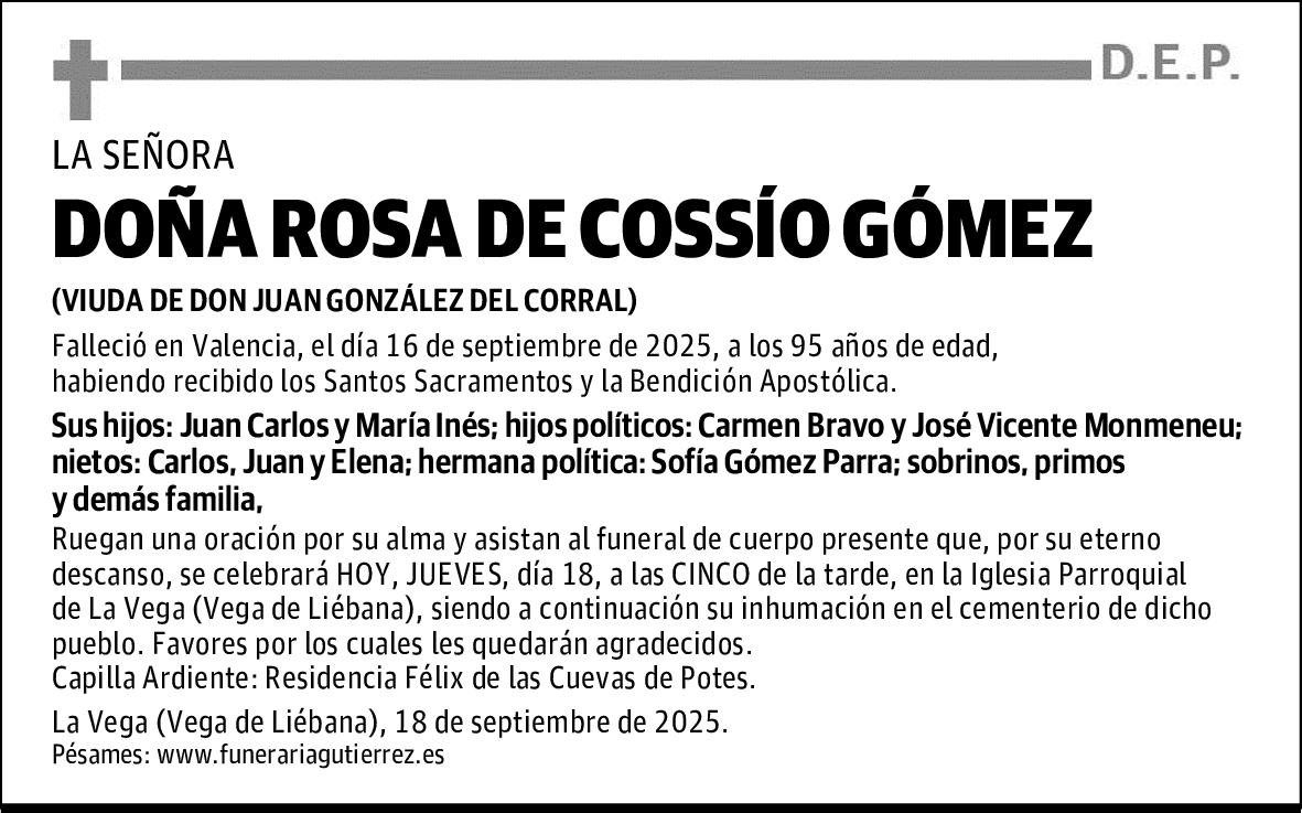 DOÑA ROSA DE COSSÍO GÓMEZ