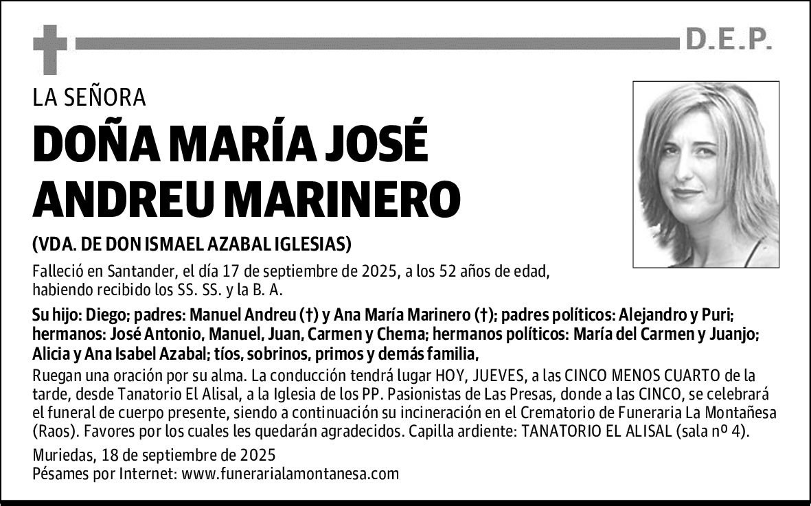 DOÑA MARÍA JOSÉ ANDREU MARINERO