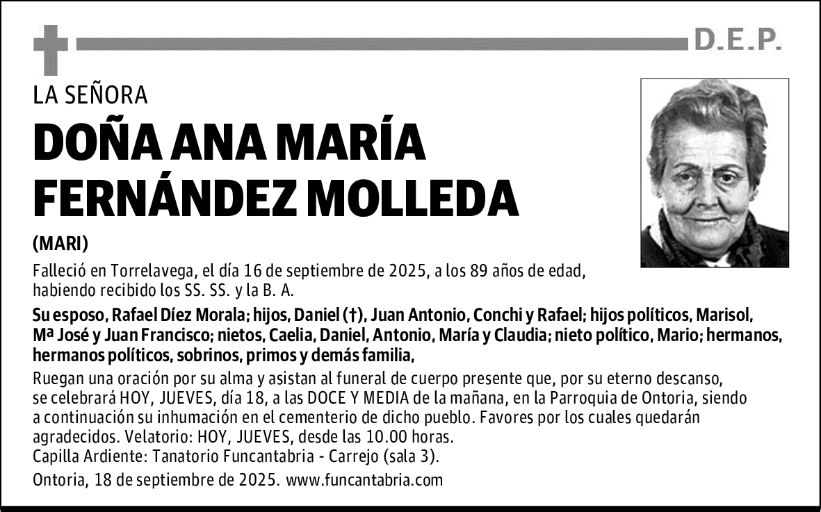 DOÑA ANA MARÍA FERNÁNDEZ MOLLEDA