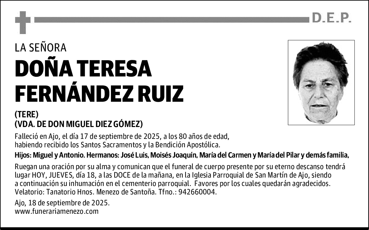 DOÑA TERESA FERNÁNDEZ RUIZ