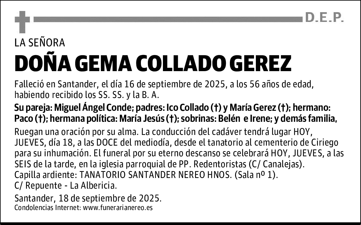 DOÑA GEMA COLLADO GEREZ