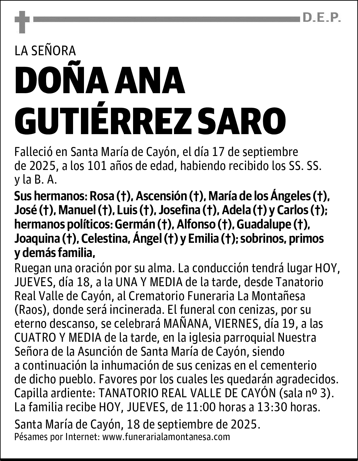 DOÑA ANA GUTIÉRREZ SARO
