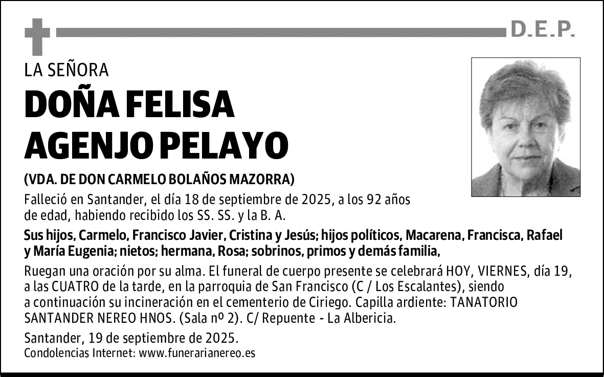DOÑA FELISA AGENJO PELAYO