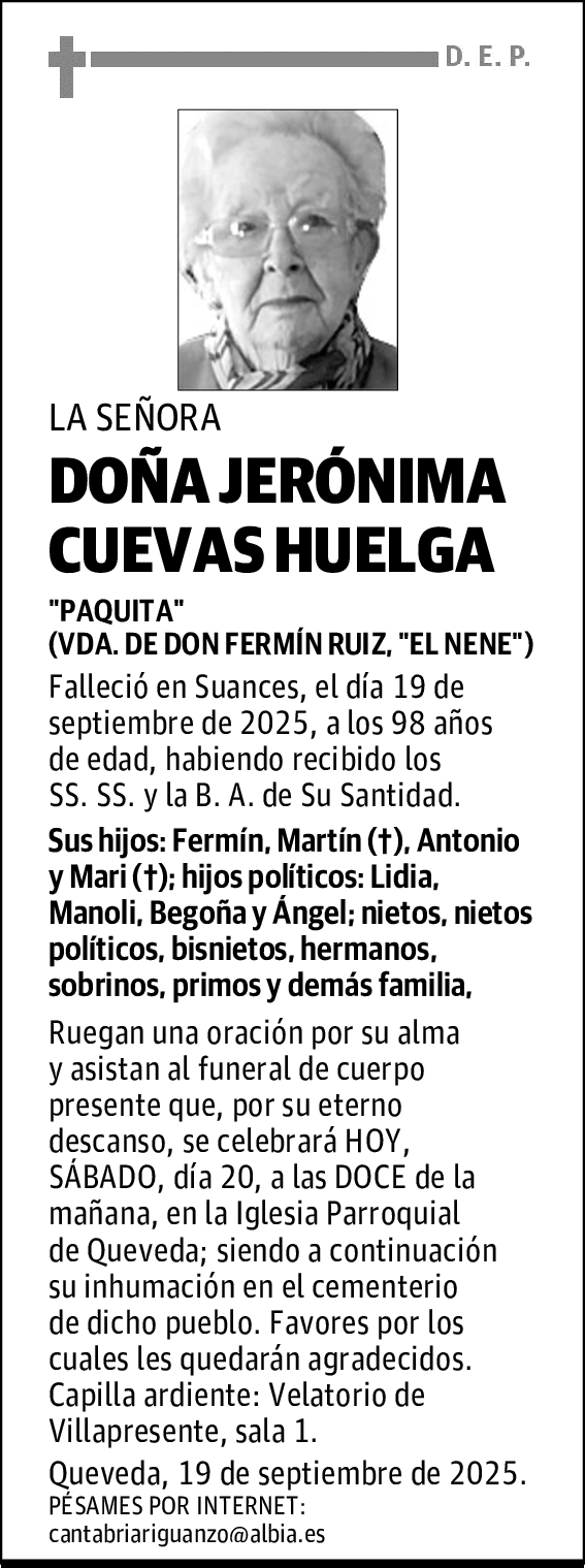 DOÑA JERÓNIMA CUEVAS HUELGA