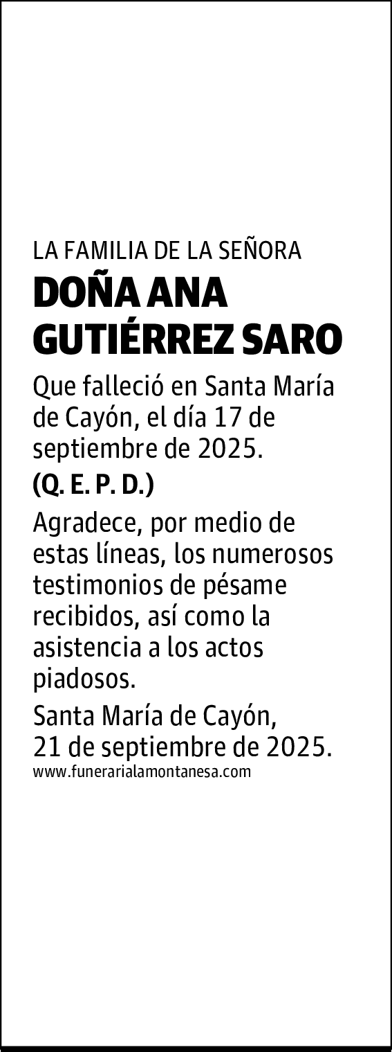 DOÑA ANA GUTIÉRREZ SARO