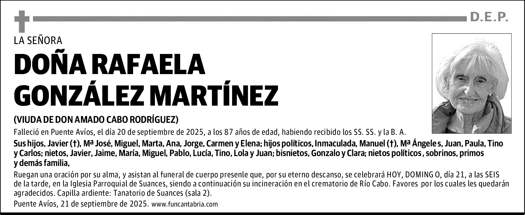 DOÑA RAFAELA GONZÁLEZ MARTÍNEZ