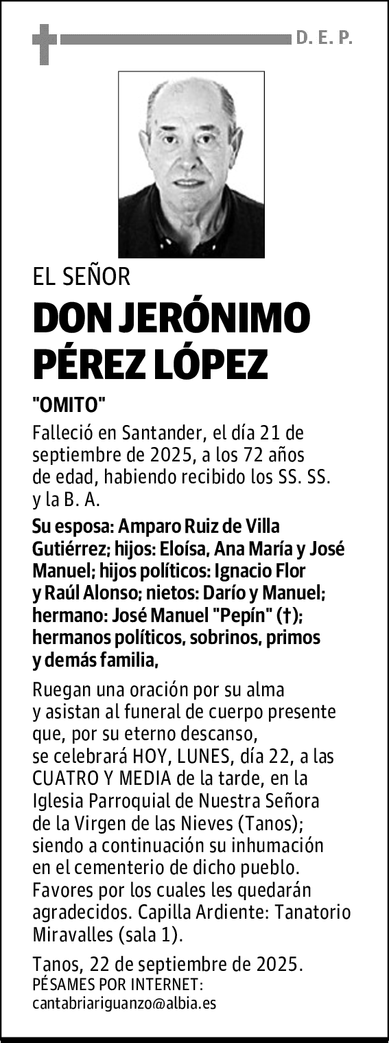 DON JERÓNIMO PÉREZ LÓPEZ