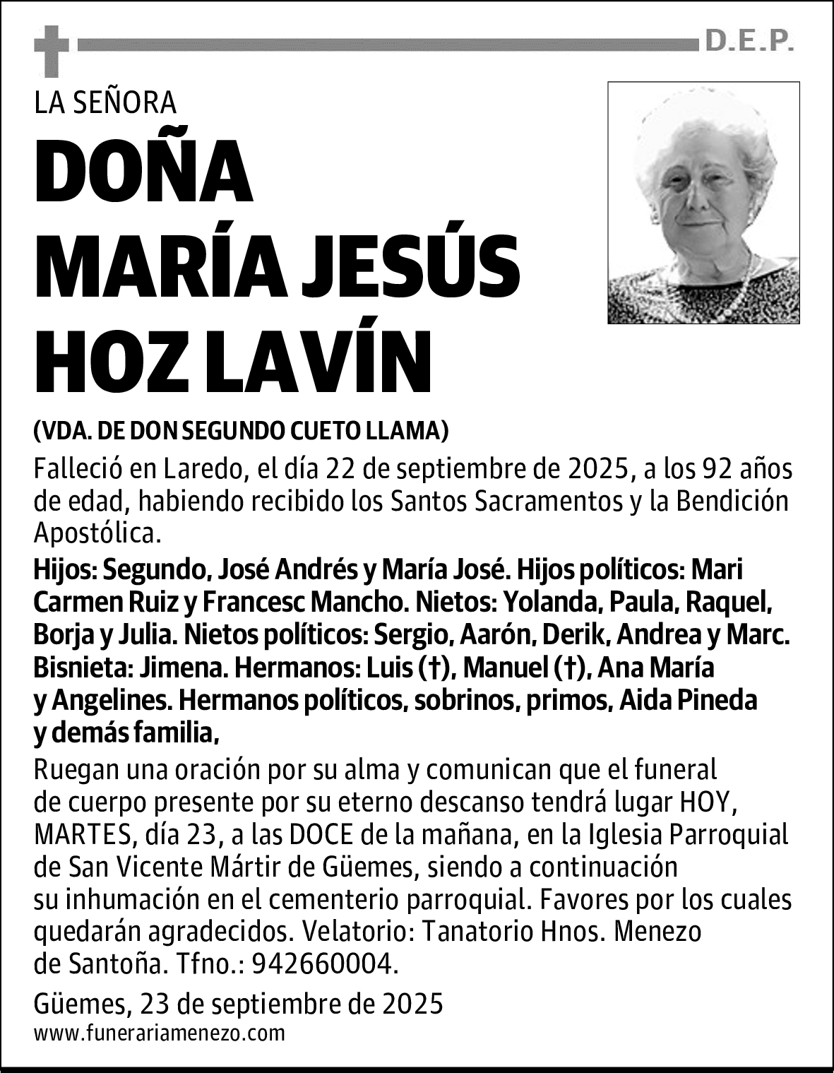 DOÑA MARÍA JESÚS HOZ LAVÍN