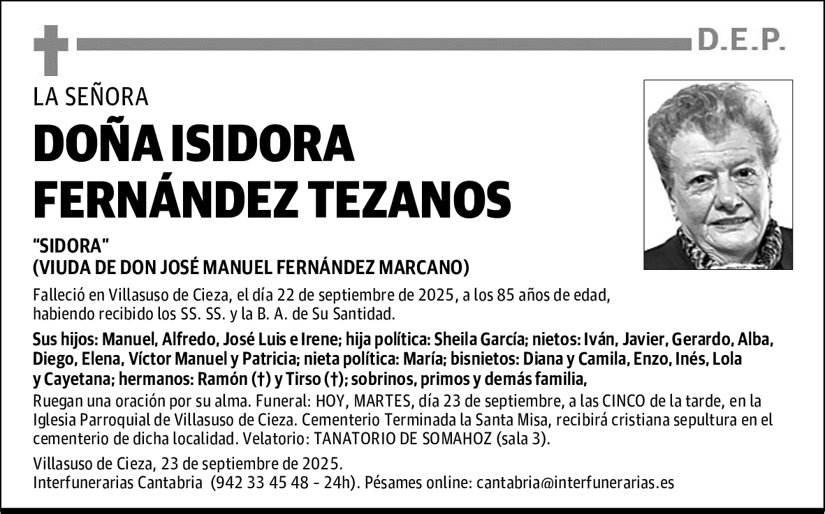 DOÑA ISIDORA FERNÁNDEZ TEZANOS