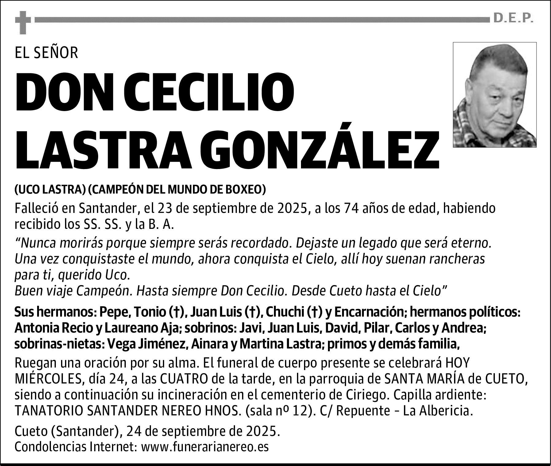 DON CECILIO LASTRA GONZÁLEZ