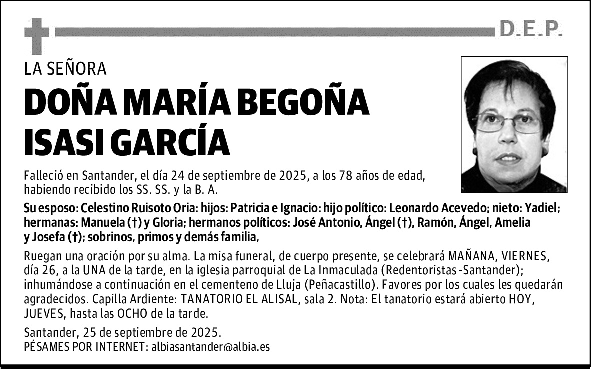 DOÑA MARÍA BEGOÑAISASI GARCÍA