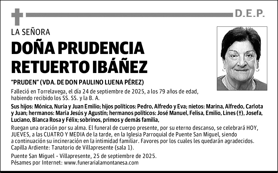 DOÑA PRUDENCIA RETUERTO IBÁÑEZ