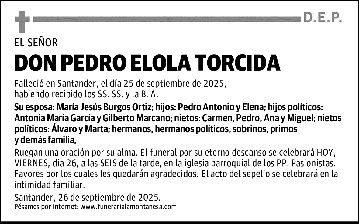 DON PEDRO ELOLA TORCIDA