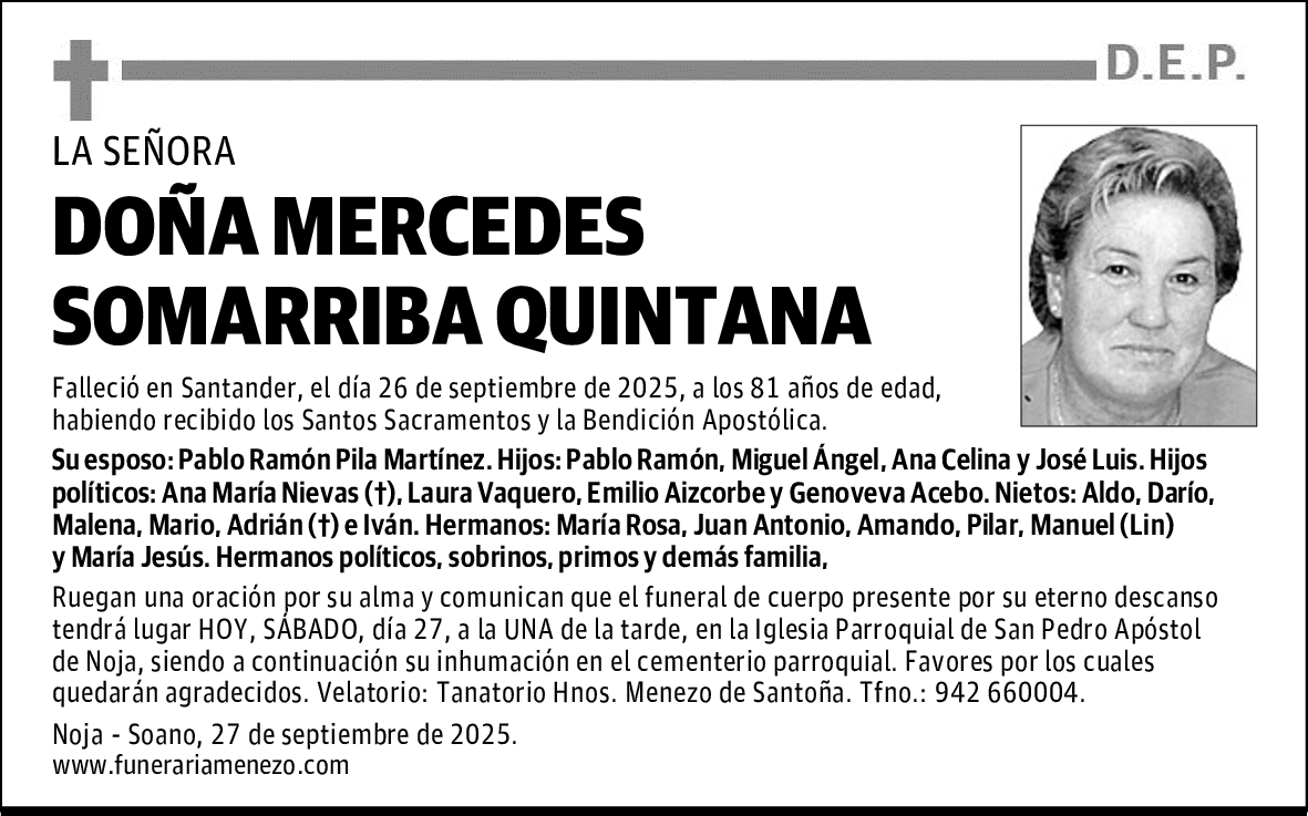 DOÑA MERCEDES SOMARRIBA QUINTANA