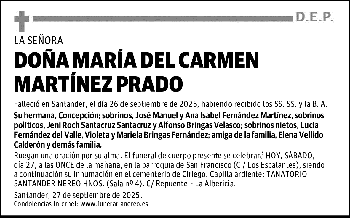 DOÑA MARÍA DEL CARMEN MARTÍNEZ PRADO