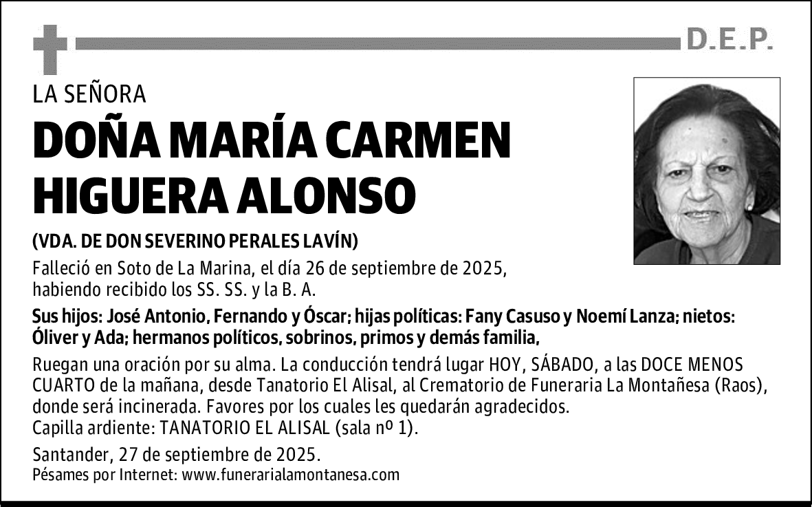 DOÑA MARÍA CARMEN HIGUERA ALONSO