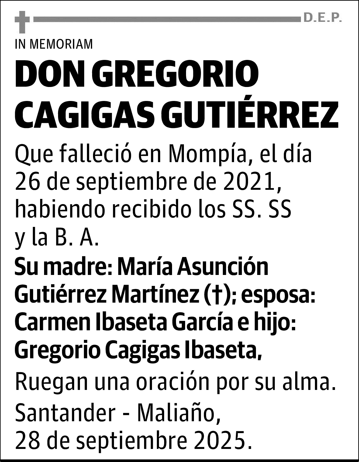 DON GREGORIO CAGIGAS GUTIÉRREZ