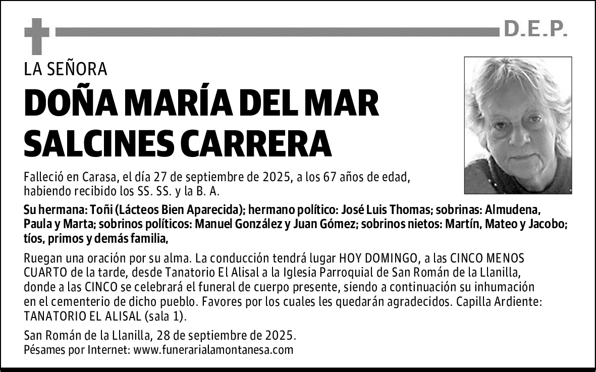 DOÑA MARÍA DEL MAR SALCINES CARRERA