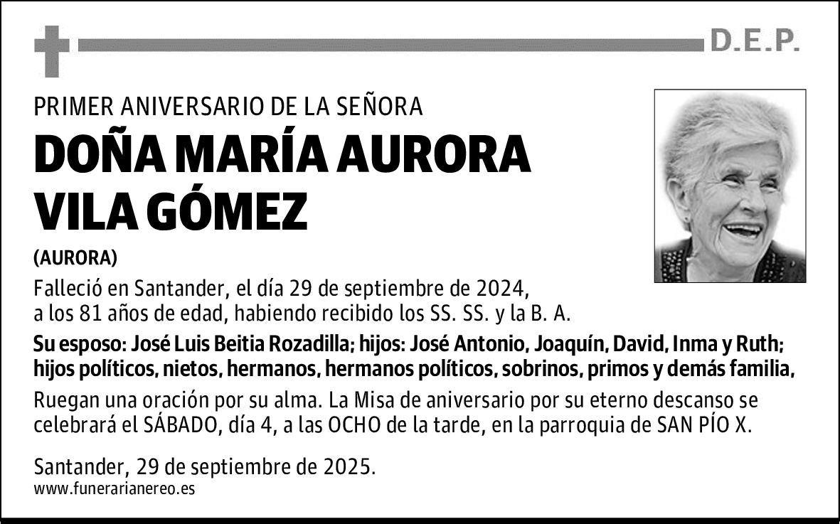 DOÑA MARÍA AURORA VILA GÓMEZ